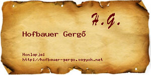 Hofbauer Gergő névjegykártya